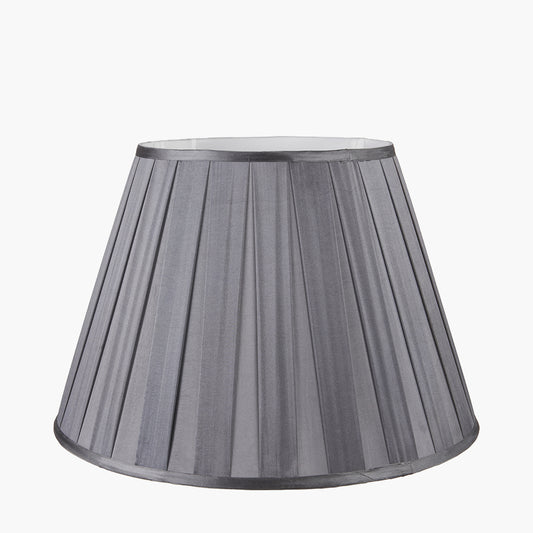 Maya 40cm Steel Grey Silk Box Pleat Tapered Lampshade