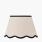 Tabitha 25cm Cream Jute Scalloped Edge Tapered Lampshade with Black Binding