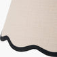 Tabitha 25cm Cream Jute Scalloped Edge Tapered Lampshade with Black Binding