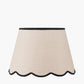 Tabitha 45cm Cream Jute Scalloped Edge Tapered Lamp Shade with Contrast Binding