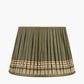 Samaira 35cm Olive Silk Border Print Mushroom Pleat Tapered Lampshade