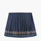 Samaira 40cm Denim Silk Border Print Mushroom Pleat Tapered Lampshade