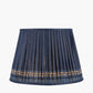 Samaira 40cm Denim Silk Border Print Mushroom Pleat Tapered Lampshade