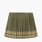Samaira 40cm Olive Silk Border Print Mushroom Pleat Tapered Lampshade