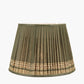Samaira 40cm Olive Silk Border Print Mushroom Pleat Tapered Lampshade