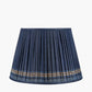 Samaira 45cm Denim Silk Border Print Mushroom Pleat Tapered Lampshade