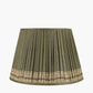Samaira 45cm Olive Silk Border Print Mushroom Pleat Tapered Lampshade
