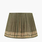 Samaira 45cm Olive Silk Border Print Mushroom Pleat Tapered Lampshade
