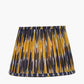 Suri 25 cm Navy and Yellow Ikat Patterned Mushroom Pleat Tapered Lampshade
