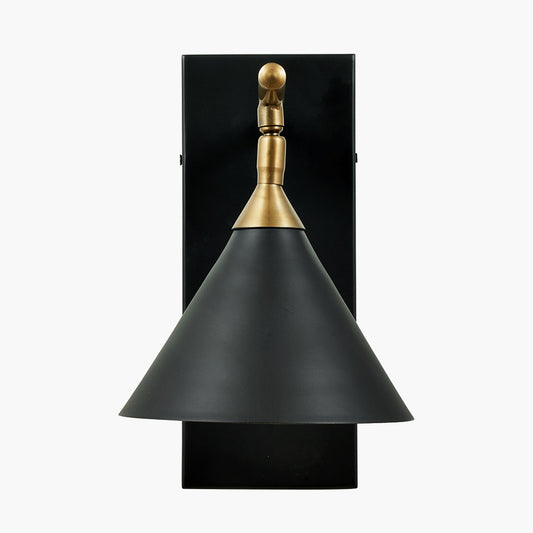 Zeta Matt Black and Antique Brass Wall Light