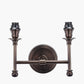 Piero Antique Bronze Metal Double Wall Light with Pelham 15cm Grey Handloom Tapered Candle Clip Lampshades