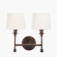 Piero Antique Bronze Metal Double Wall Light with Pelham 15cm White Handloom Tapered Candle Clip Lampshades