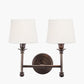 Piero Antique Bronze Metal Double Wall Light with Pelham 15cm White Handloom Tapered Candle Clip Lampshades