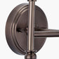 Piero Antique Bronze Metal Double Wall Light with Vienna 16cm Black Chevron Mushroom Pleat Lampshade