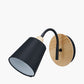 Juna Black Metal and Natural Wood Wall Light