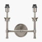 Salvatore Antique Silver Metal Double Wall Light with Pelham 15cm White Handloom Tapered Candle Clip Lampshades