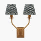 Tatiana Antique Brass Metal Double Wall Light with Vienna 16cm Black Chevron Mushroom Pleat Lampshade