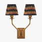 Tatiana Antique Brass Metal Double Wall Light with Athira 16cm Multi Chevron Design Mushroom Pleat Tapered Lamp Shade