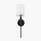 Clara Ribbed Glass Black Metal Cylinder Wall Light