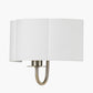 Seraphine Matt Antique Brass Metal and White Cotton Mix Scallop Half Shaded Wall Light