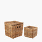 Tobs S/2 Chunky Natural Rattan Square Storage Baskets with Lid
