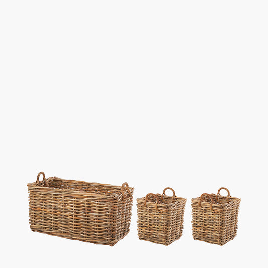 Tobs S/3 Chunky Natural Rattan Storage Baskets
