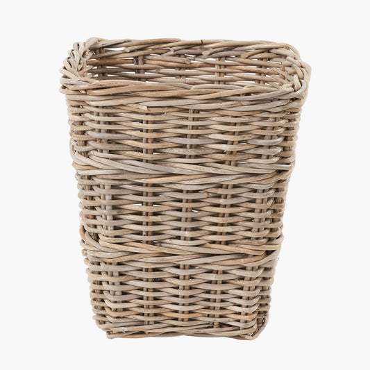 Tobs Grey Kubu Rattan Square Waste Paper Bin