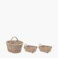 Tobs S/3 Grey Kubu Rattan Oval Shopping Basket with 2 Rectangular Storage Baskets