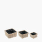 Tobs S/3 Indoor Outdoor Grey Kubu Rattan Square Basket Planters