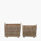 Tobs S/2 Grey Kubu Rattan Rectangular Wheeled Logs Baskets