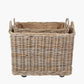 Tobs S/2 Grey Kubu Rattan Rectangular Wheeled Logs Baskets