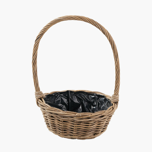 Tobs Indoor Outdoor Grey Kubu Rattan Flower Basket Planter