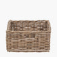 Tobs Grey Kubu Rattan Square Storage Basket with Inset Handles