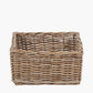 Tobs Grey Kubu Rattan Square Storage Basket with Inset Handles