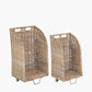 Tobs S/2 Grey Kubu Rattan Log Basket Trolleys