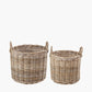 Tobs S/2 Grey Rattan Round Log Baskets