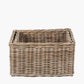 Tobs S/2 Grey Kubu Rattan Rectangular Storage Baskets with Inset Handles