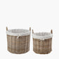Tobs S/2 Grey Kubu Rattan Lined Round Log Baskets