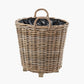 Tobs Indoor Outdoor Grey Kubu Rattan Round Basket Planter with Handles