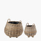 Tobs S/2 Indoor Outdoor Grey Kubu Rattan Bulbous Basket Planters