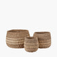 Tobs S/3 2-Tone Seagrass and Palm Leaf Natural Round Baskets