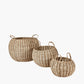 Tobs S/3 Seagrass and Palm Leaf Natural Striped Round Baskets
