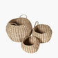 Tobs S/3 Seagrass and Palm Leaf Natural Striped Round Baskets