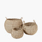 Tobs S/3 Seagrass and Palm Leaf Natural Striped Round Baskets