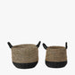 Tobs S/2 Seagrass Natural and Black Round Handled Baskets