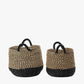 Tobs S/2 Seagrass Natural and Black Round Handled Baskets