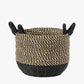Tobs S/2 Seagrass Natural and Black Round Handled Baskets