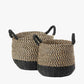 Tobs S/2 Seagrass Natural and Black Round Handled Baskets