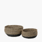 Tobs S/2 Seagrass Natural and Black Round Baskets