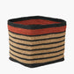 Seagrass Natural, Black and Terracotta Stripe Square Basket